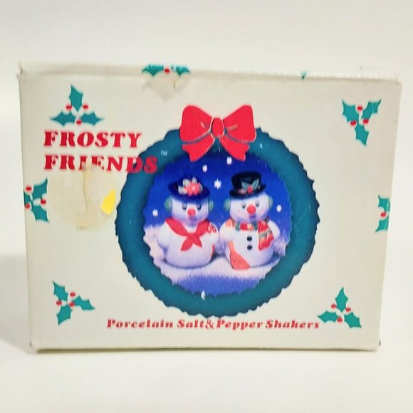 Salt & Pepper Shakers Russ Christmas Frosty Friends Snowman Couple And Box #1265 - Picture 7 of 13